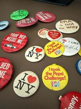 Vintage Pinback Button Lot - I Love NY, Pepsi Challenge, Chick-fil-A, Advertisin